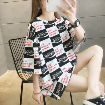 

2020 summer new couple wear loose student net red ins tide long short-sleeved t-shirt female