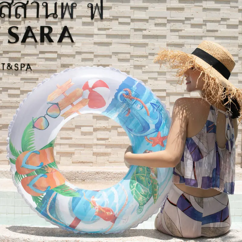 Cartoon Pool Float Inflatable Circle Swimming Ring for Kids Adult Floating Seat Summer Beach Party Toys 80/90cm | Спорт и
