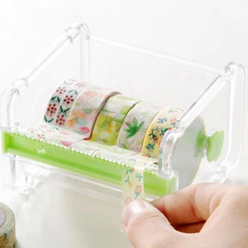 

Portable Transparent Adhesive Tape Dispenser Cutter Desk Washi Tape Holder Storage Box Organizer Office School Stationery Supply
