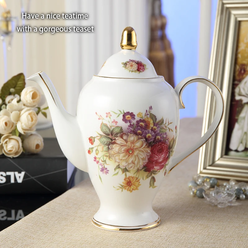 Европейский Розовый чайный набор из костяного фарфора британский фарфоровый