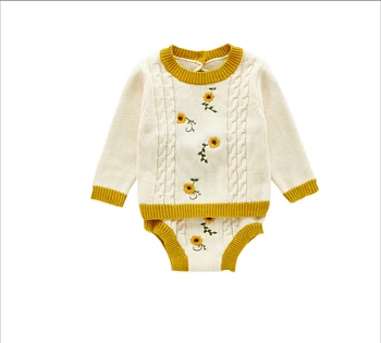

Pudcoco 2020 Autumn Infant Baby Girls 2Pcs Set Long Sleeve Embroidery Sunflower Sweater Top+Shorts Knit Clothes Outfits