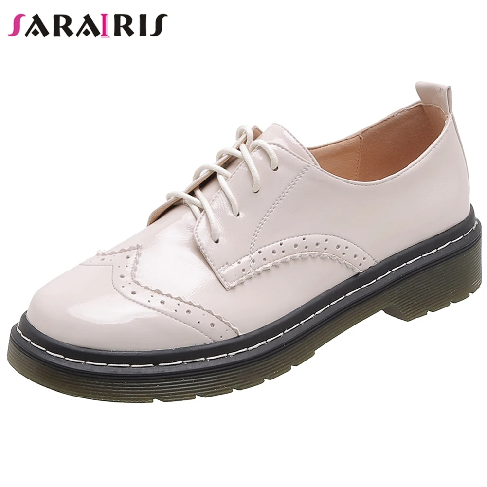 

SARAIRIS Retro Fashion Female Lace Up Spring Autumn Low Heels Flats 2020 Round Toe Shallow Flats Women Shoes Woman