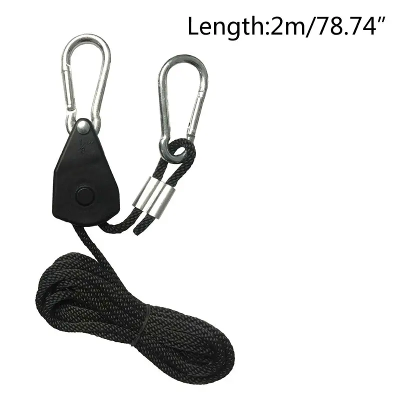1/8" Pulley Rope Ratchet Locking Hanger Lifting Lanyard Tent Room Fan Grow Plant