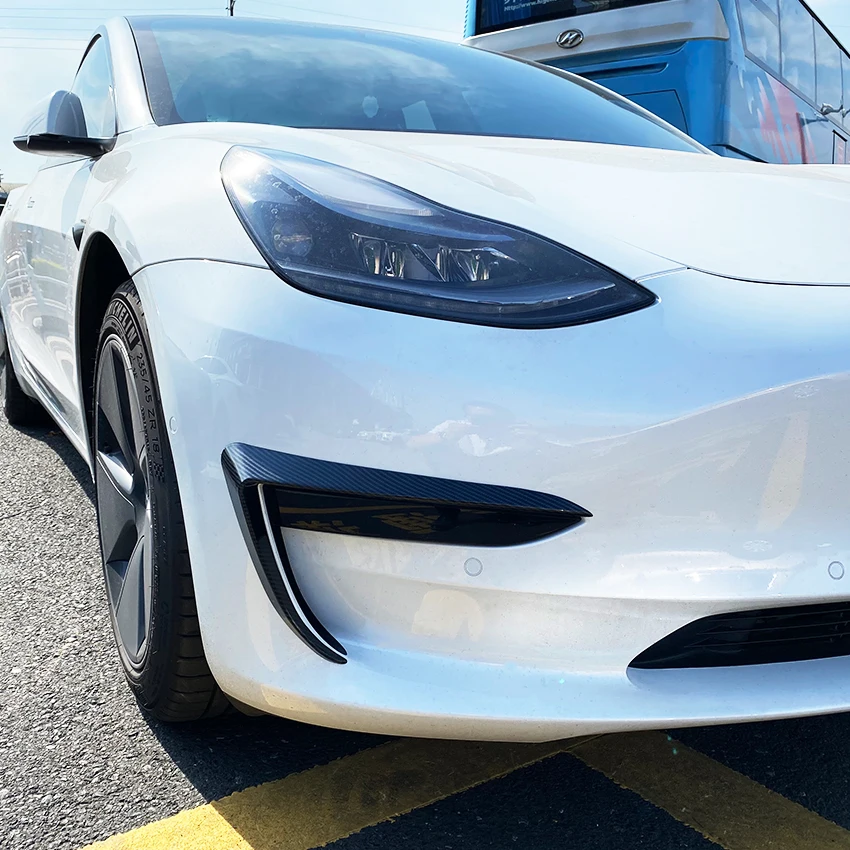 

Наклейки для переднего бампера Tesla Model 3, флаг, противотуманная фара, рамка, отделка, аксессуары, Стайлинг автомобиля