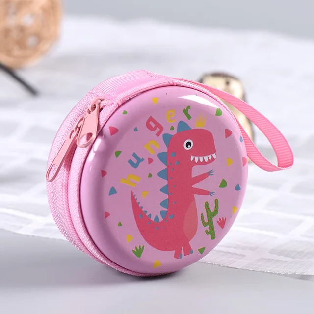 Small Dinosaur Coin Headset Cartoon Purse Cute Key Plus Mini Bag Children Kid Boy Girl For Gift Wallet Pink