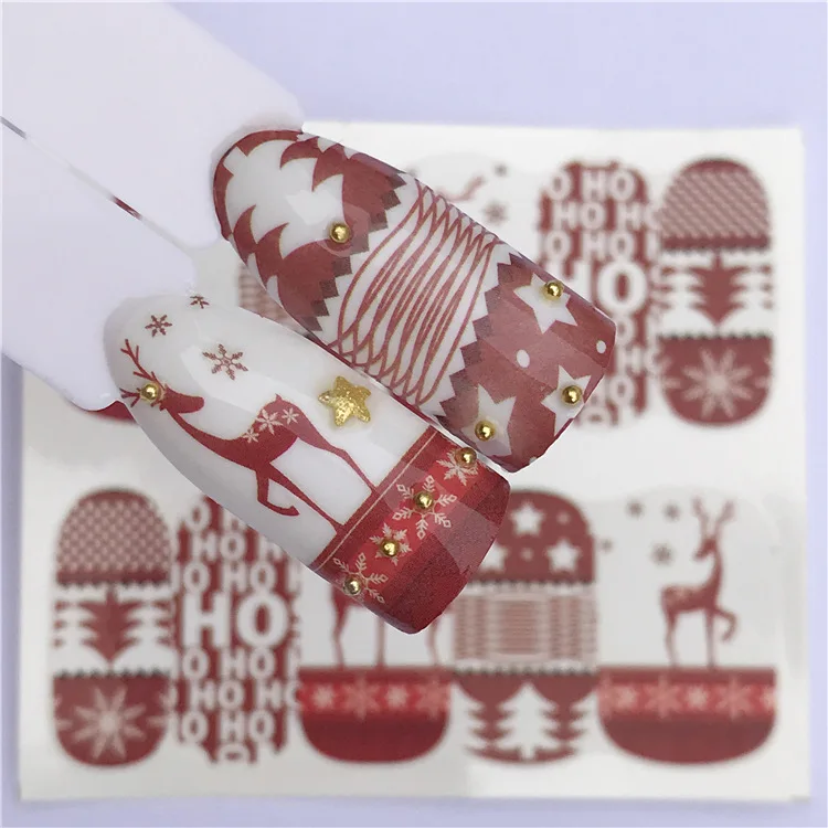 

Nail Sticker Water Decals Christmas Nails Art Tattoo Slider Deer Snowflake Star Design Decoration Manicure Pegatina Wraps Polish