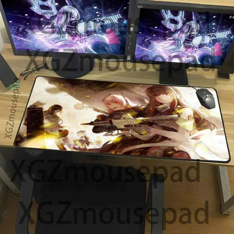 XGZ Classic Anime Custom Large Gaming Mouse Pad Black Lock Edge Girls Frontline Computer Desk Mat N