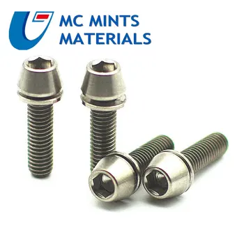 

Titanium Bolts Bicycle Stem Handlebar M5 x16 18 20mm tapered bolt Cone Head with Captive Allen Drive Black Color 4pcs Fastener