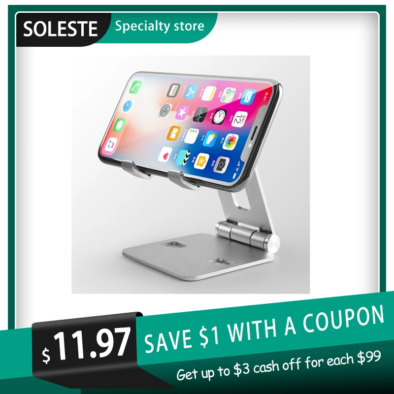 Складной вращающийся металлический держатель для планшета SOLESTE iPad xiaomi huawei