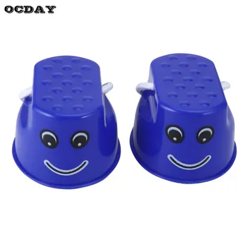 

OCDAY 1pair 7 Colors Walk Stilt Jump Toy Plastic Smile Face Pattern Children Outdoor Fun Sports Balance Training Toy Best Gift