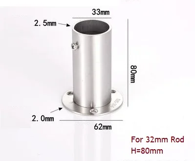 32mm H80mm 2 шт. 201 304 нержавеющая сталь 60 мм 80 мм высокий держатель для петель кронштейн гардеробная планка настенного пола 19 мм 22 мм 25 мм 32 мм трубка - Цвет: 32mm H80mm