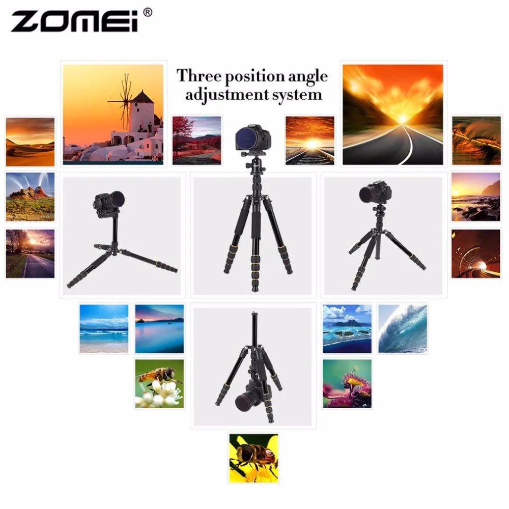 Zomei Q666 Профессиональный штатив для камеры легкий портативный алюминиевый монопод для путешествий с шаровой головкой 360 градусов для DSLR камеры