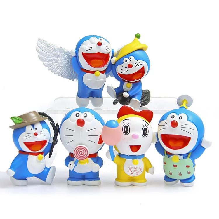 6pcs/set Cute Doraemon with wing and hat Action Figure Birthday Toys Hand-made Model Decoration 5.5cm | Игрушки и хобби