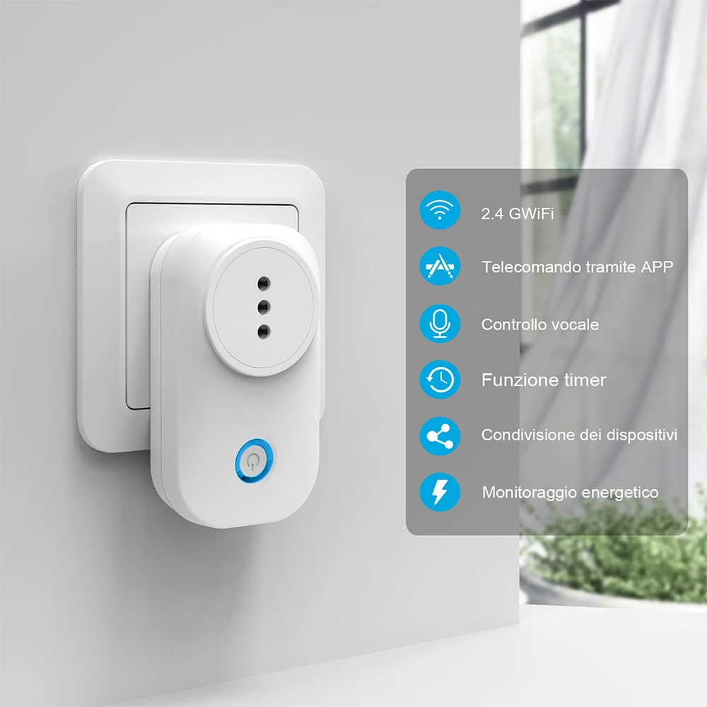 Умная розетка, Италия, Wifi, умная розетка, Чили, розетка, монитор питания, туя, приложение Smart Life, работает с Alexa Google Home