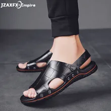Мужские сандалии натуральный спилок, кожа, мужская пляжная обувь, брендовая мужская повседневная обувь, мужские шлепанцы, кроссовки, летняя обувь, Вьетнамки