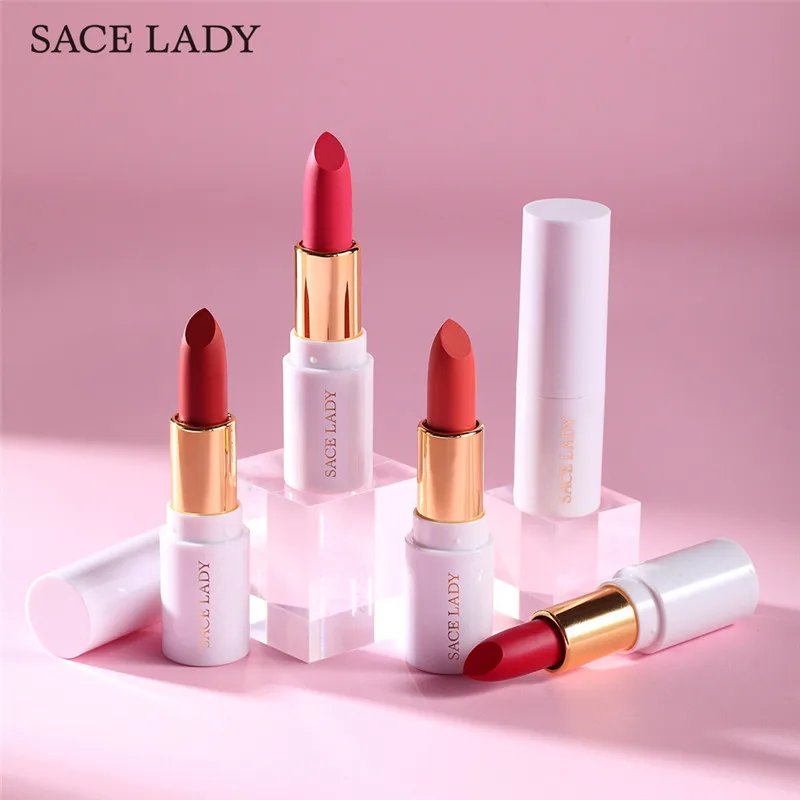 

SACE LADY 12 Colors Matte Lipstick Makeup Waterproof Silky Lip Stick Long Lasting Moisture Lipsticks Red Lips Cosmetic