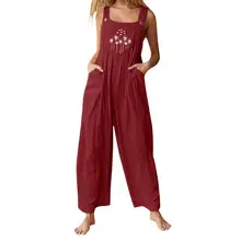 

Ladies Jumpsuit Sleeveless Loose Long Length Ladies Skin-friendly Dandelion Print Jumpsuit Comfortable to wear for Shopping