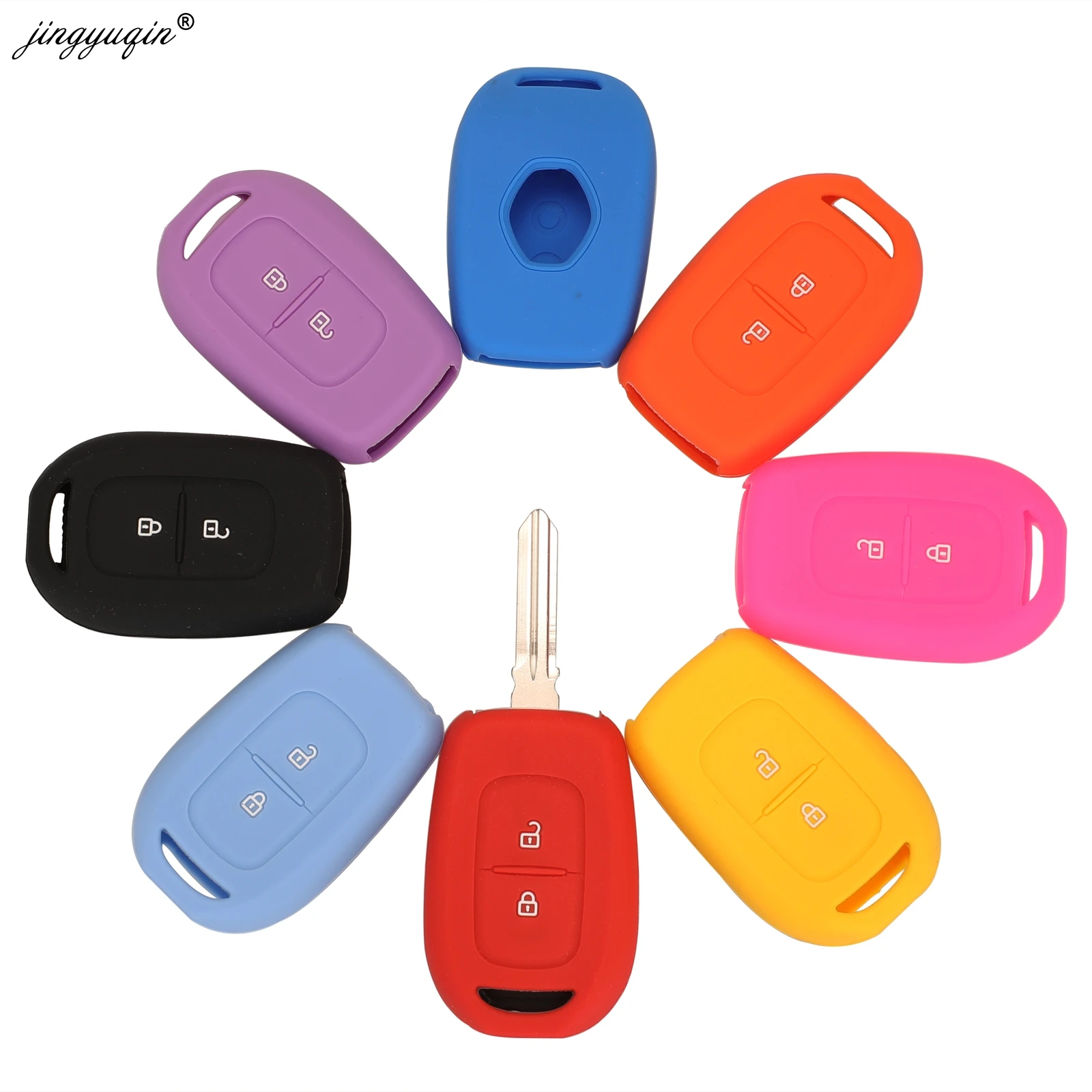 Силиконовый чехол для ключей jingyuqin с 2 кнопками Renault Scenic Master Megane Duster Logan Clio Captur Laguna