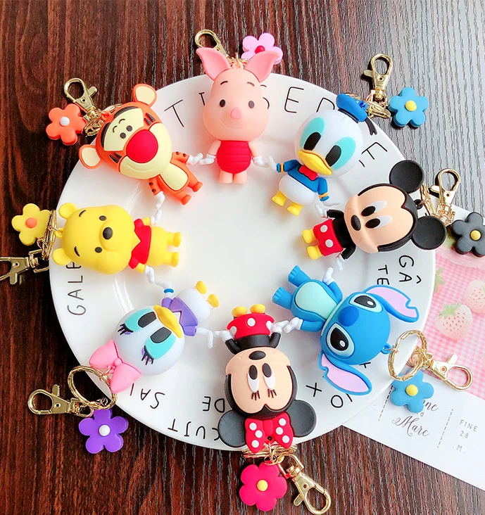 Disney Mickey de Anime juguetes de Mickey Mouse Minnie Pato Donald Lilo Stitch Anime llavero de caricatura juguetes de los niños regalo de los niños