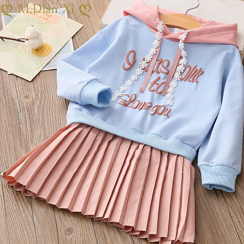 Girls' Clothing Dress 2019 Spring and Autumn Children's Sweatshirt Hooded Long-sleeved | Детская одежда и обувь