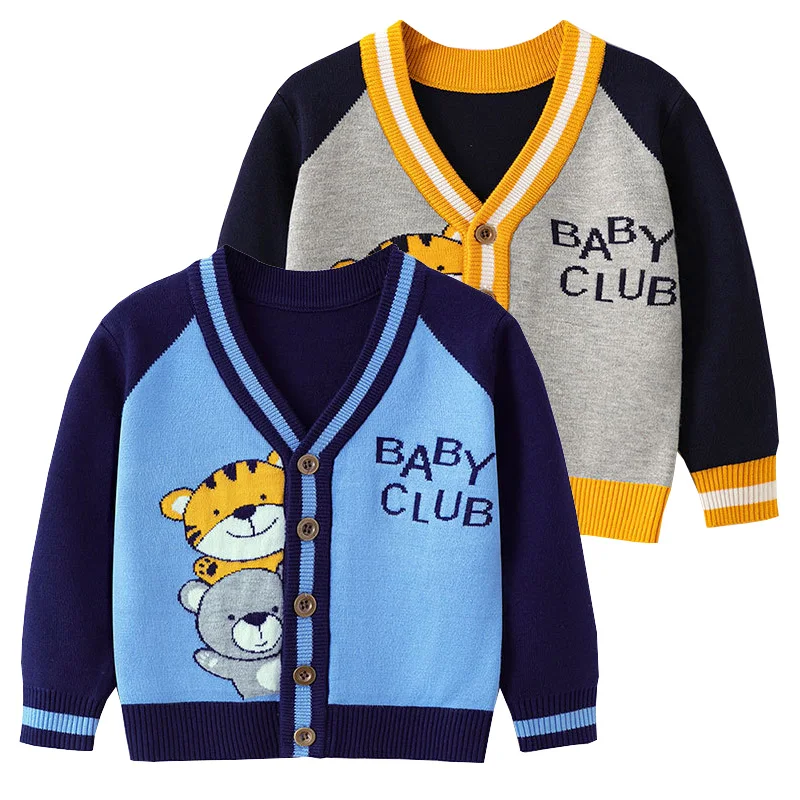 

Cute Cartoon Boys Sweaters Autumn Winter Toddler Girls Cardigans V-neck Children Knitted Wear Kids Clothes