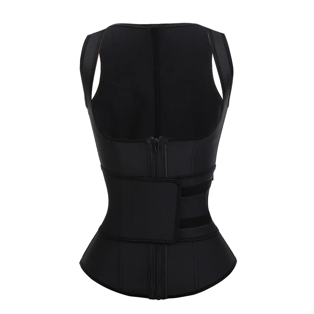 

Plus Size Latex Waist Trainer Vest Corset High Compression Women Zipper Body Shaper Underbust Waist Cincher Girdle Shapewear