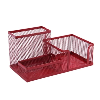 

Circular metal pen container desktop receive a barrel red