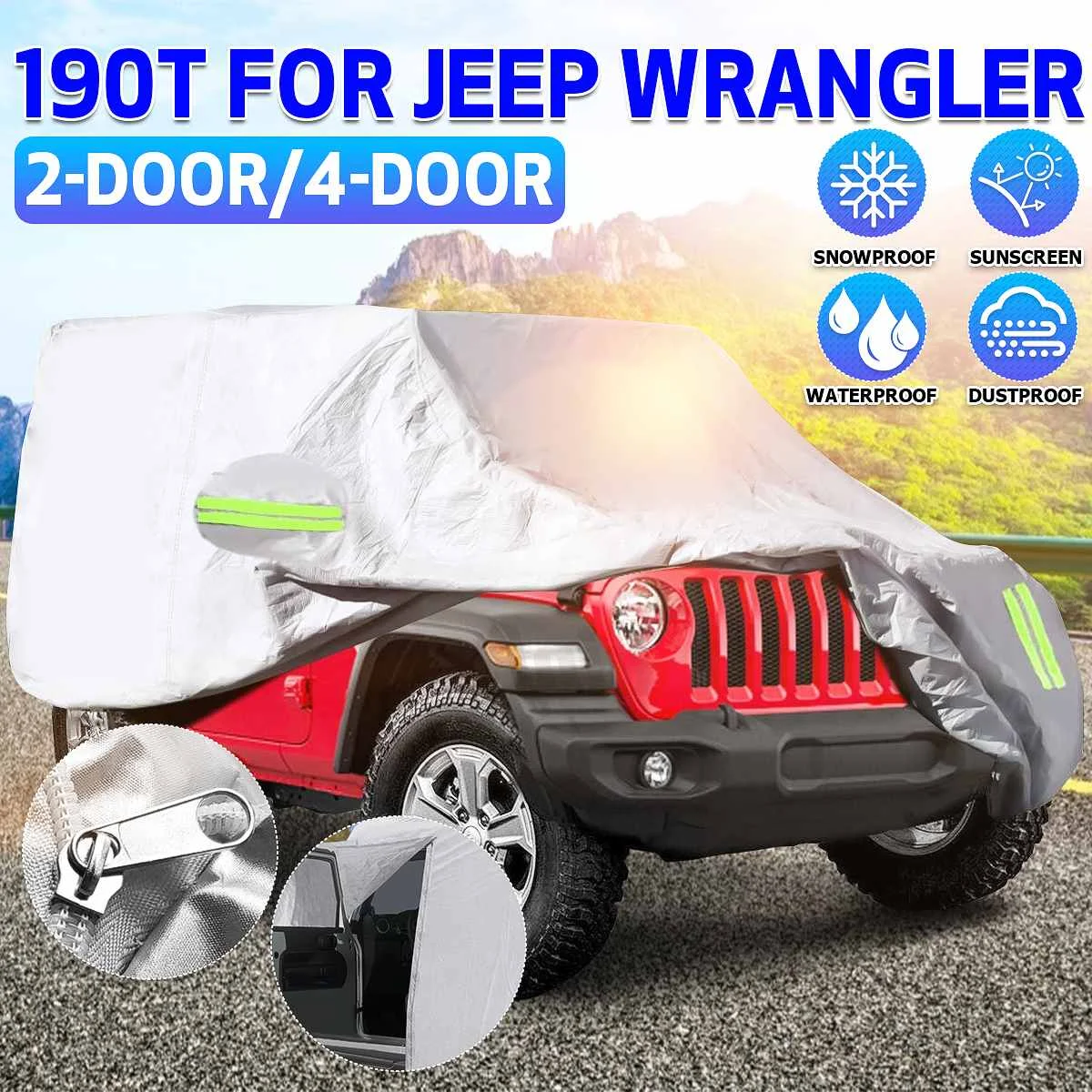 Автомобильный чехол для JEEP Wrangler 2 двери 4 190T водонепроницаемый противоударный