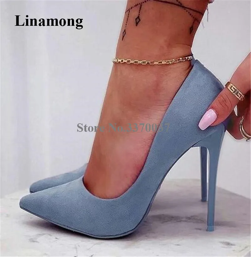 

Brand Style Women Elegant Pointed Toe Suede Leather Stiletto Heel Pumps Slip-on High Heels Formal Dress Shoes Wedding Shoes