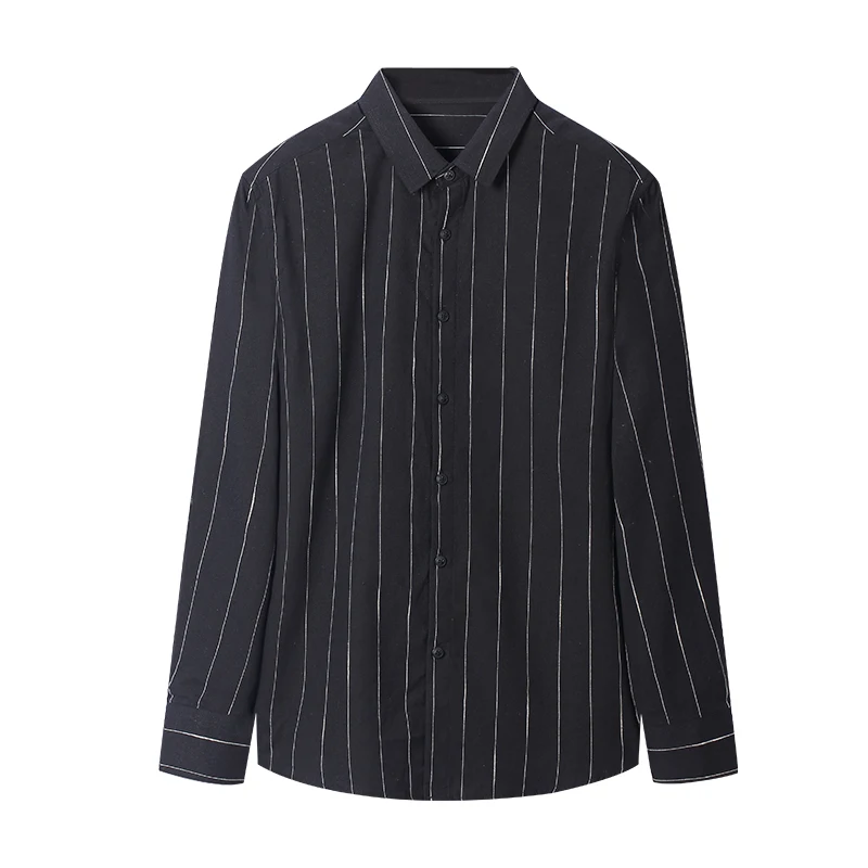 Enjeolon, бренд, Осенние хлопковые рубашки для мужчин, черные однотонные рубашки для мужчин, 3XL, блузка с длинным рукавом, рубашки для мужчин, CX2519-1 - Цвет: CX2259-1 Black