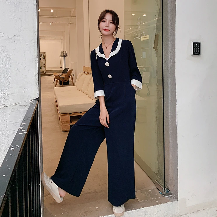 Women New Three-quarter Sleeve Wide Leg Pants Jumpsuits Loose Casual Straight Trouser Overalls Rompers Womens Jumpsuit 2020 Women New Three-quarter Sleeve Wide Leg Pants Jumpsuits Loose Casual Straight Trouser Overalls Rompers Womens Jumpsuit 2020