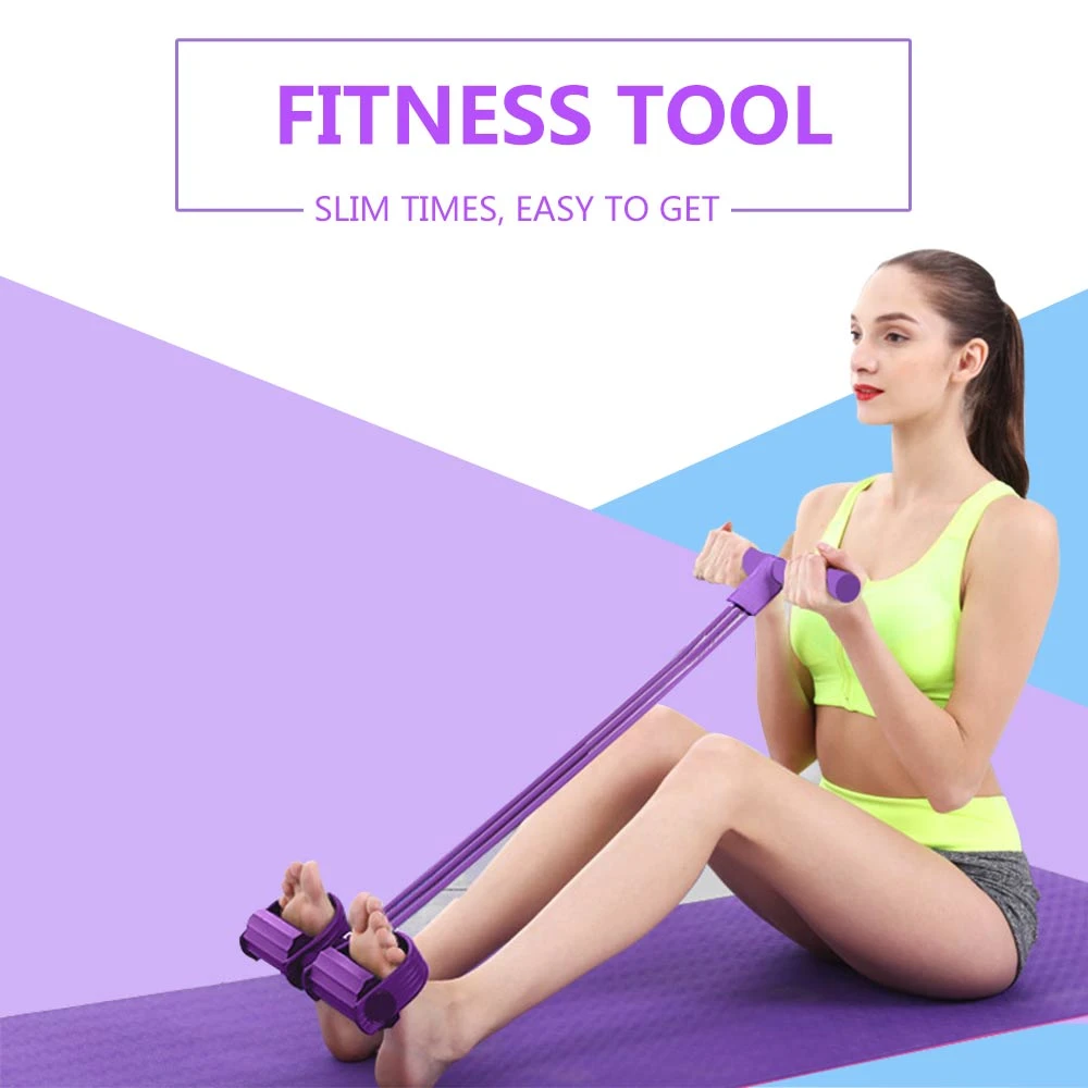 4-Tube Foot Pedal Pull Rope Resistance Exercise Sit-up Fitness Yoga Equipment US 4-Tube Foot Pedal Pull Rope Resistance Exercise Sit-up Fitness Yoga Equipment US