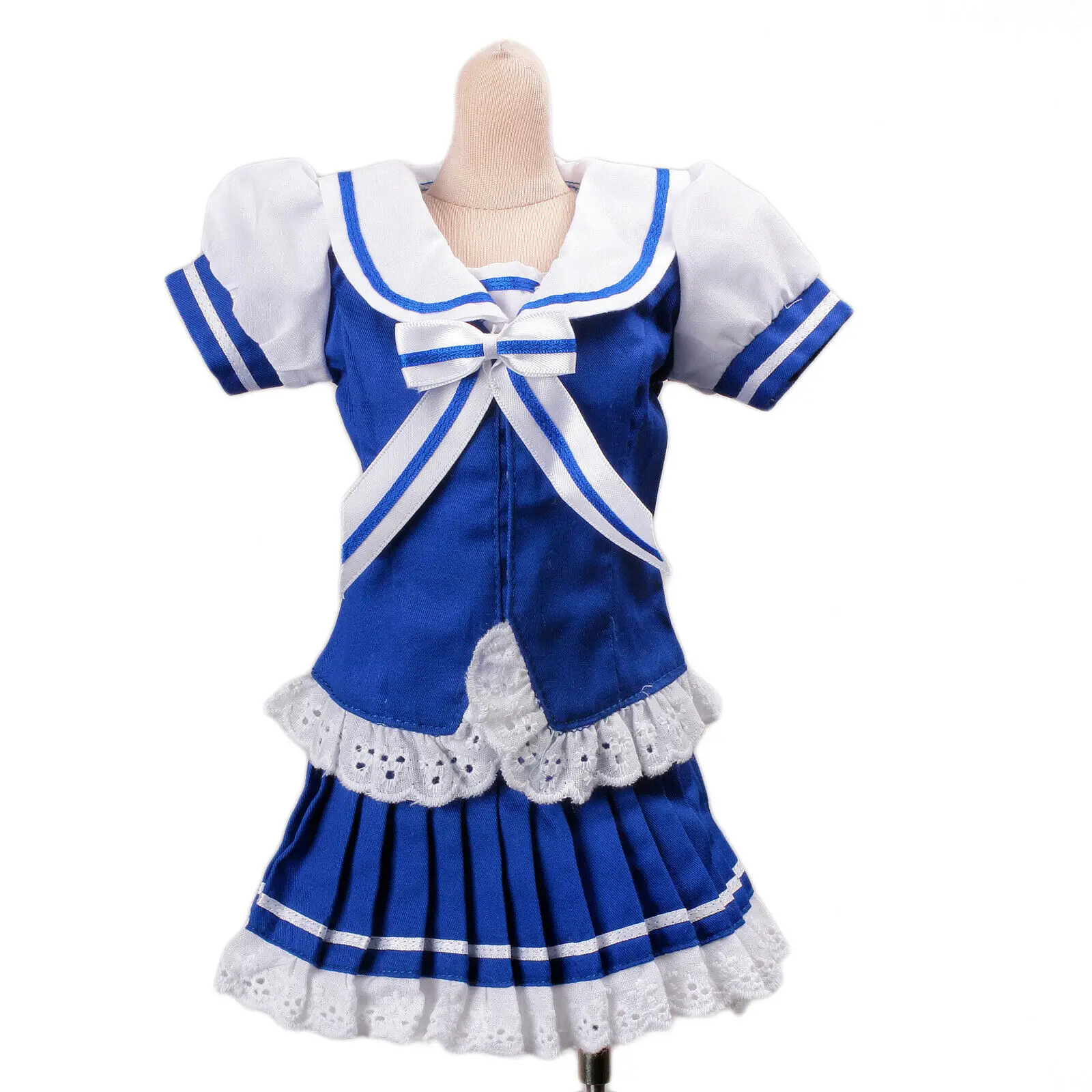 [Wamami] 251# розовое и белое платье с бантом/костюм/униформа 1/4 SD AOD DOD DZ BJD Dollfie - Цвет: Blue