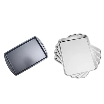 

5 Pcs Nonstick Bakeware Rectangular Baking Pan Cookie Sheets Roasting Pan, 4 Pcs Silver & 1 Pcs Grey