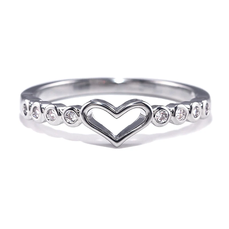 USTAR пустотелое Сердце Обручальные кольца для женщин модные ювелирные изделия блестящие AAA кубический циркон серебряные женские кольца для помолвки anel вечерние подарки