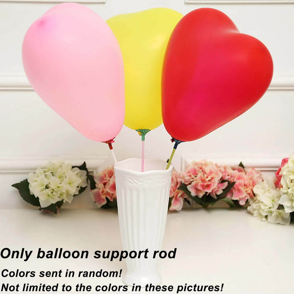 100Pcs Holder Wedding Holiday Plastic With Cup Balloon Towbars Random Stick Party Rods Decoration