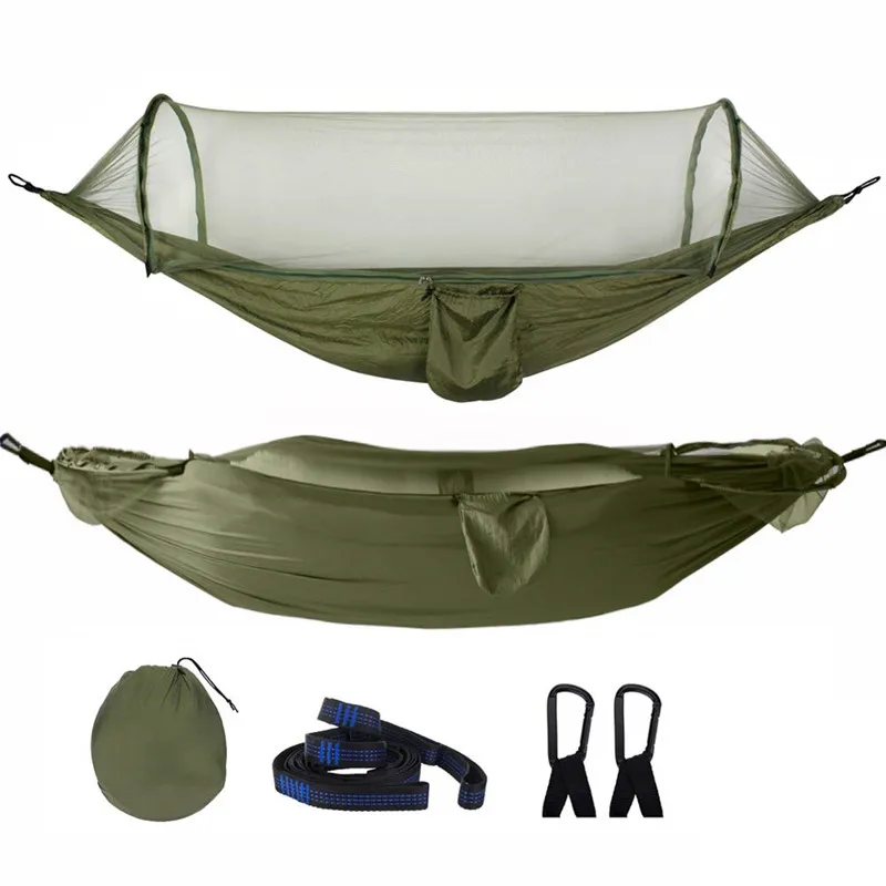 2019 Camping Hammock with Mosquito Net Pop Up Light Portable Outdoor Parachute Hammocks Swing Sleeping Hammock Camping Stuff| | - AliExpress