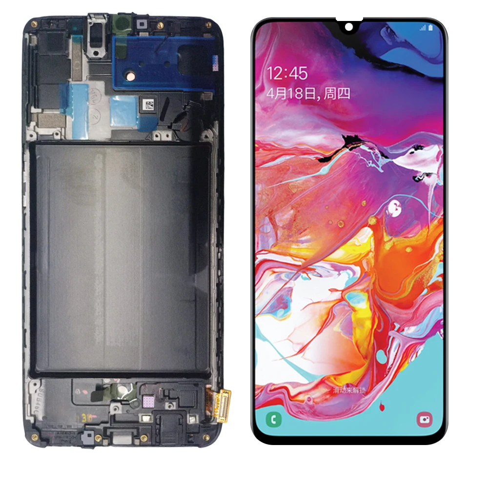 

A70 Touch Screen For Samsung Galaxy A70 LCD A705 A705F SM-A705F LCD Display Digitizer Assembly with Frame