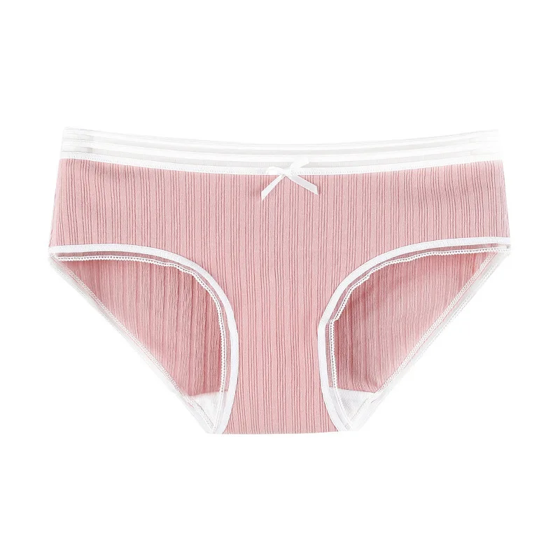 

New Rib Underpants Women's Soft Cotton Panties Girls Solid Color Briefs Striped Panty Sexy Lingerie Female Underwear M-L Panty