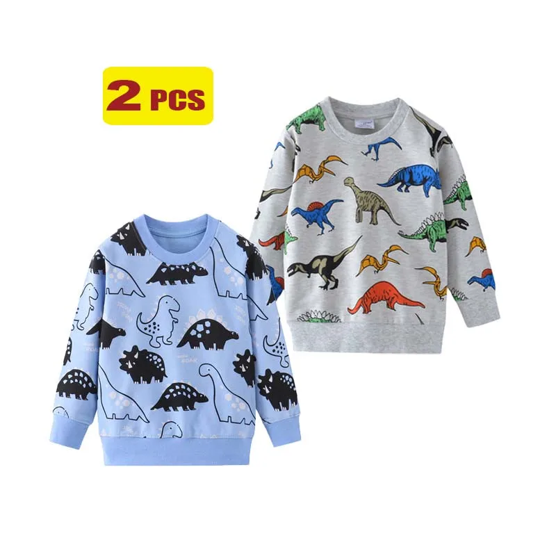 Jumping Meteres/Хлопковые свитера; рубашки с принтом животных для мальчиков и девочек; комплект из 2 предметов; осенне-зимние детские свитшоты; детские спортивные топы - Цвет: T90109040