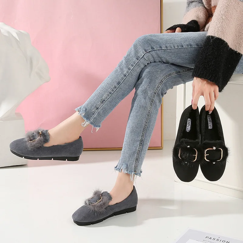

Small Autumn And Winter Small 3233 Lamb Moccosins 2019 plus Velvet Outer Wear Fluffy Shoes Large Size 4243 Fertilizer Wide Fat