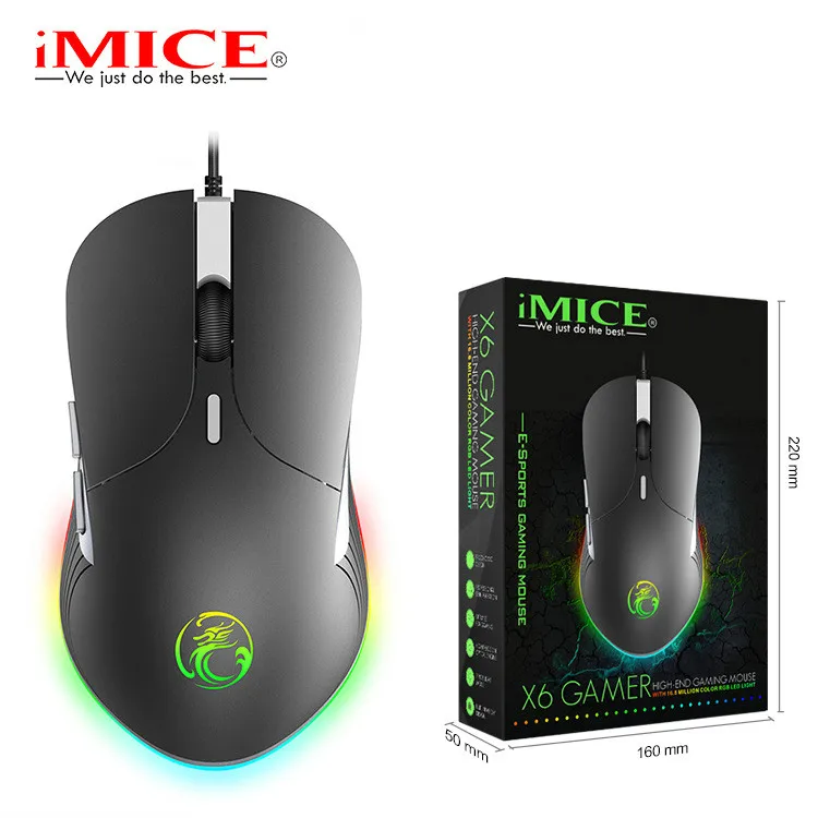 Игровая мышь IMICE X7 с 7 кнопками Ослепительная цветная RGB дышащая лампа
