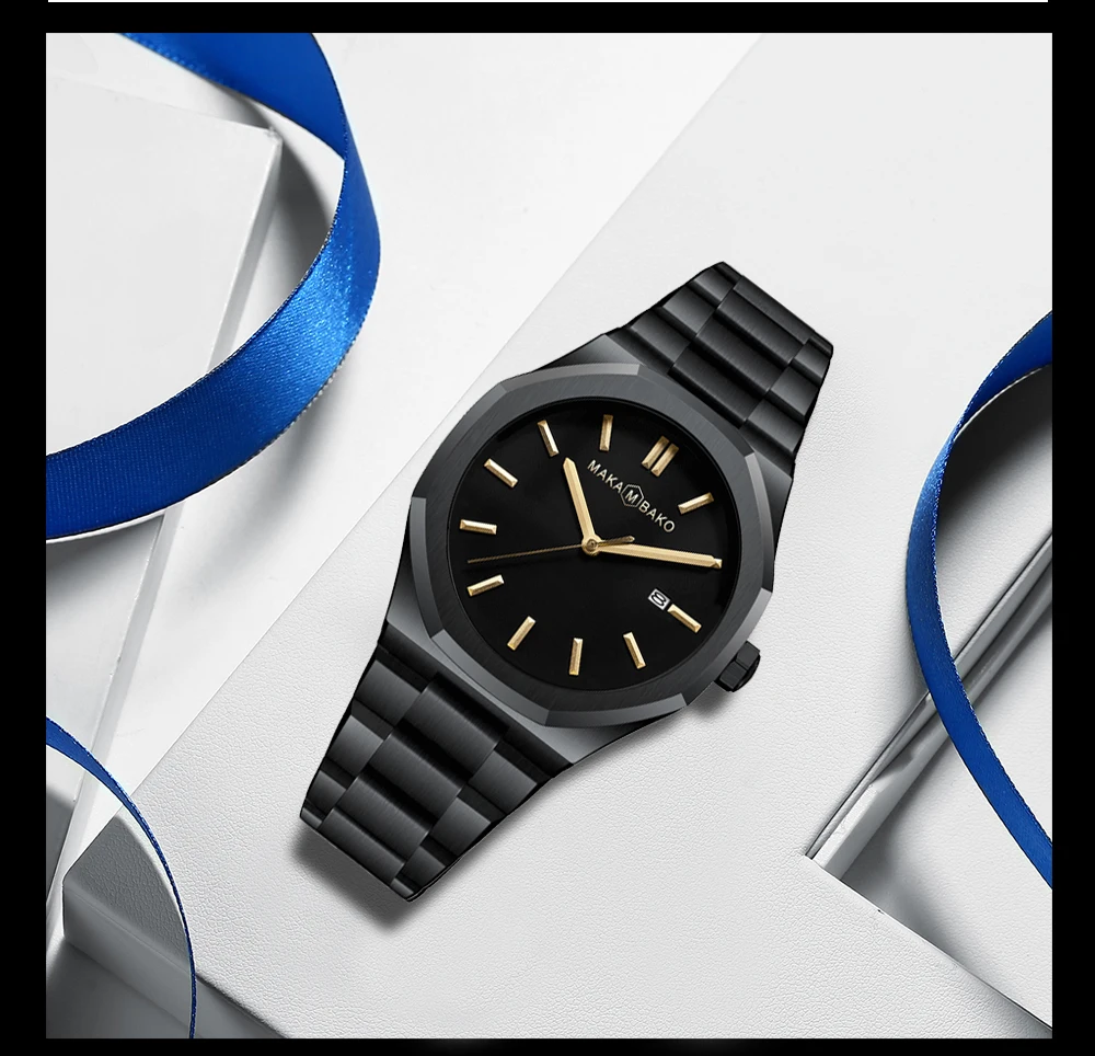 Original Top Brand All Black Stainless Steel Men's Wristwatch Classic Business Waterproof Japan Movement Quartz Watch For Men
