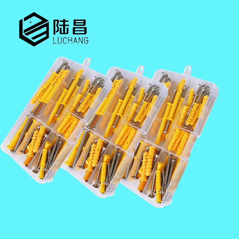 

luchang Plastic Expansion Tube Pipe Self Tapping Wall Anchors Drilling Woodworking Plugs Plastic Expansion With Metal Screw kit