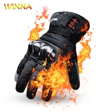 Зимние перчатки для катания на лыжах с электрическим подогревом, светодиодный, с умным контролем температуры, из овчины, водонепроницаемые, с сенсорным экраном, теплые перчатки