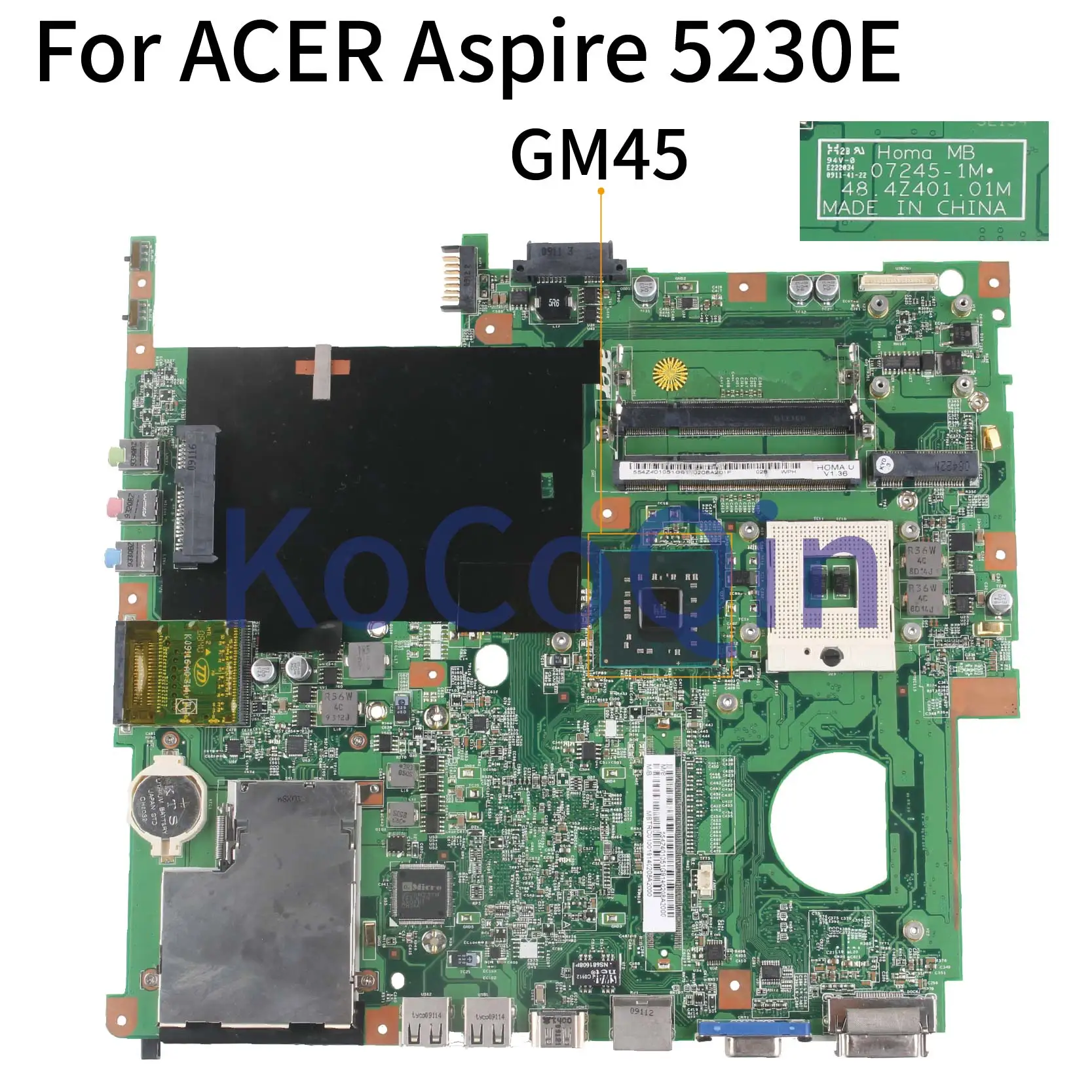 Материнская плата KoCoQin для ноутбуков ACER Aspire 5630 5630g 5230 5320 5730G материнская MBTRC01001 07245 1M