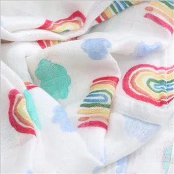 

Bamboo Baby Blanket Cartoon Soft 70% Bamboo 30% Cotton Infant Printed Wrap Blankets Newborn Swaddle Rainbow Muslin Blanket