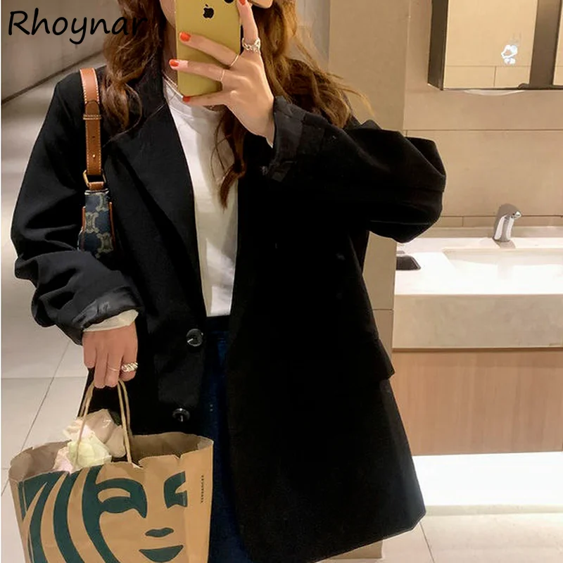 

Blazers Women Designer Back-slit Outwear Spring New Korean Style Loose Pockets Office Lady Casual Fashion Streetwear Aesthetic