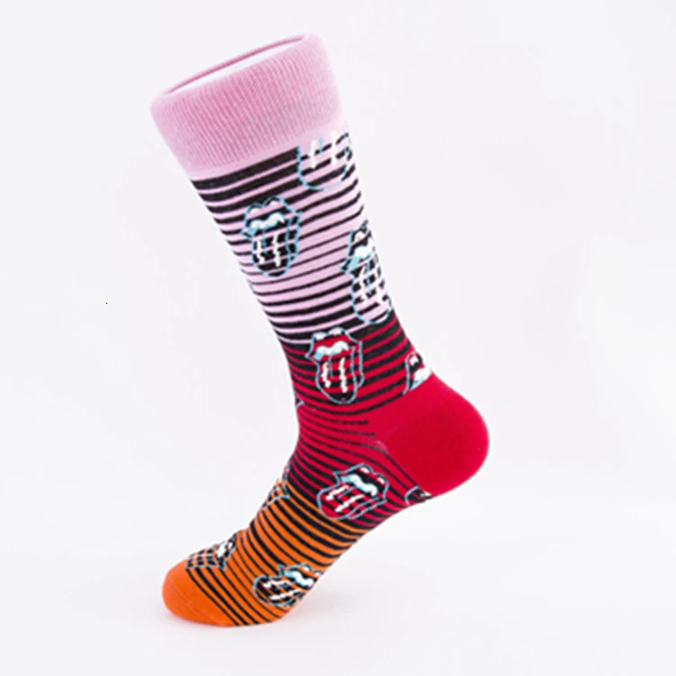 PEONFLY классические цветные носки с геометрическим принтом Мужские Винтажные клетчатые полосатые носки из чёсаного хлопка для бизнеса Harajuku Calcetines Hombre - Цвет: 9