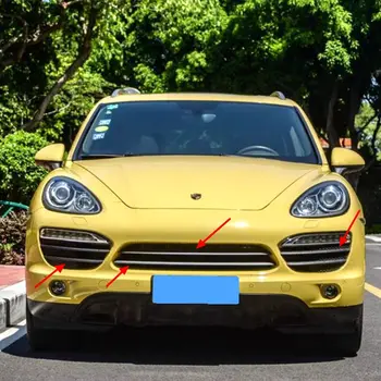 

Car Front 3D bumper Mesh Vent Hole Dirt Grille Grills & Fog Lamp Cover Trims For Porsche Cayenne 2011 2012 2013 2014